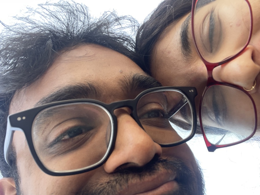 Aaditya and Gauri, glasses to glasses