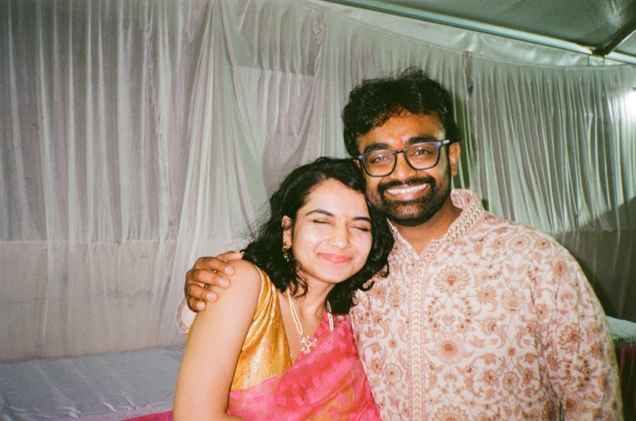 Aaditya and Gauri dressed for a pooja