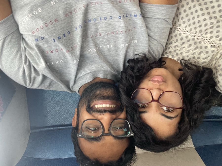 Aaditya and Gauri on a train